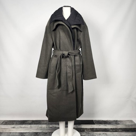 Asos Green Wrap Waist Tie Winter Jacket Size 12 - Picture 4 of 14